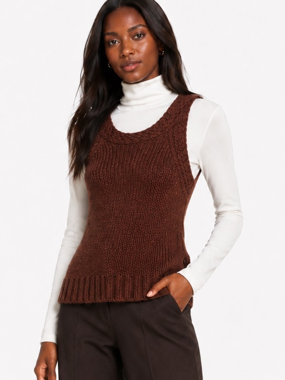 Brown Knit Tank top vest Marled M Fall fashion new